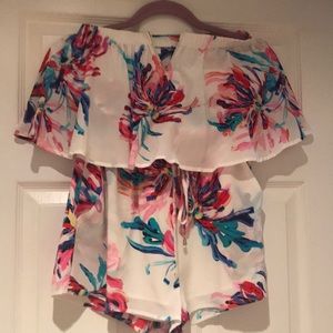 Yumi Kim off shoulder romper with pockets